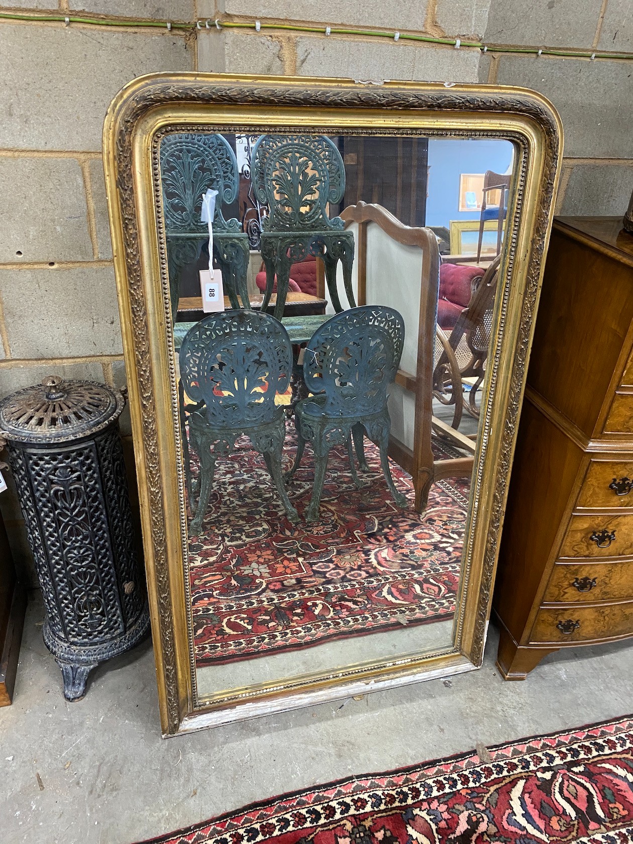 A 19th century French giltwood and composition wall mirror, width 82cm, height 138cm